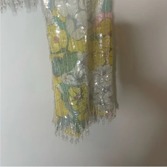 ASOS EDITION pastel floral print and sequin long sleeve top with fringe - Picture 8 of 13